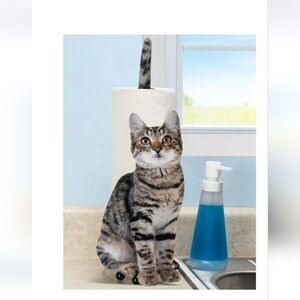 Clever Kitty Tabby Cat Toilet Paper Paper Towel Holder